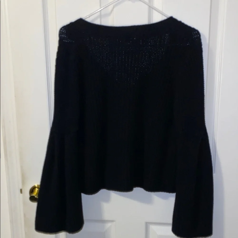 Free People Chunky Black V-Neck Cable Knit Sweater Size XS Oversized $128